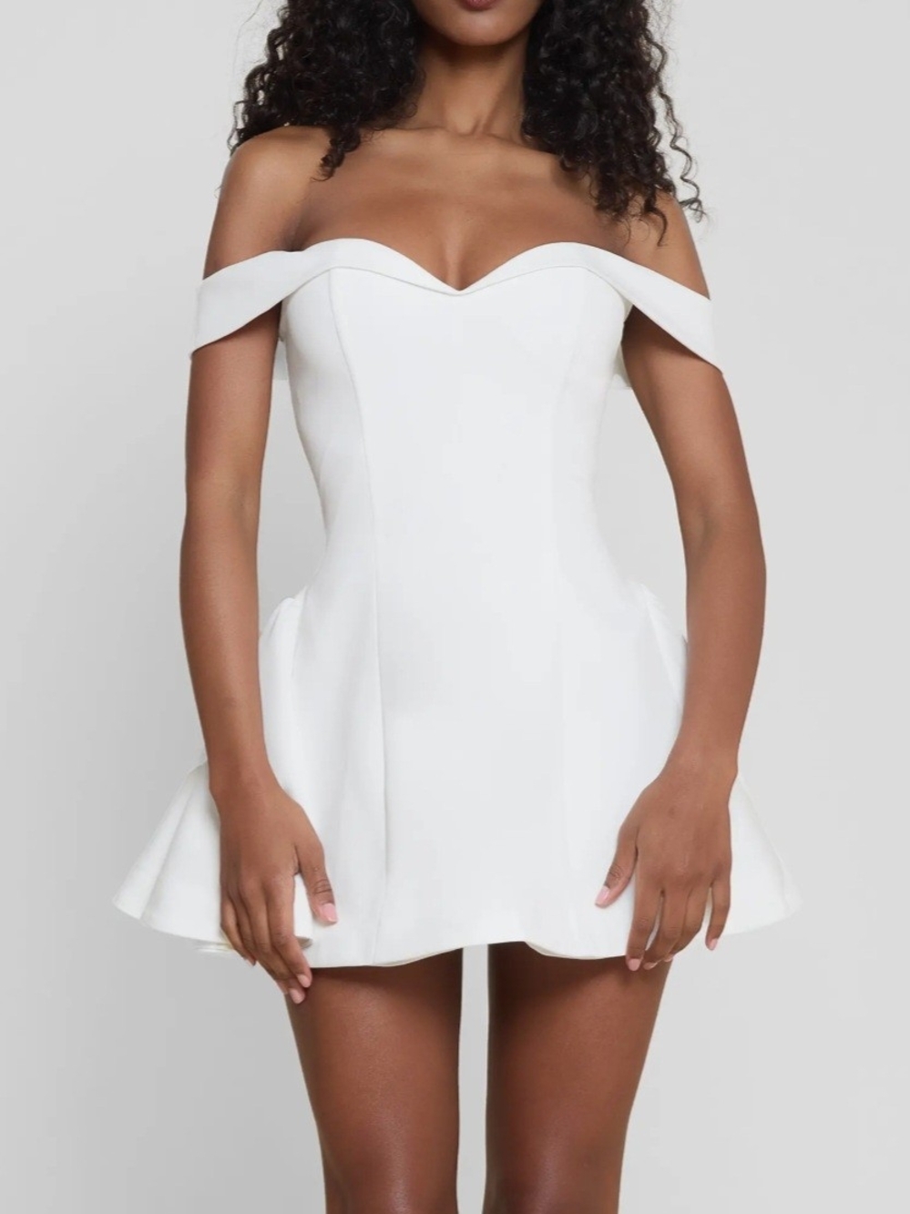 NWT LEAU Raquel Babydoll Corset Mini Dress in White Size XS